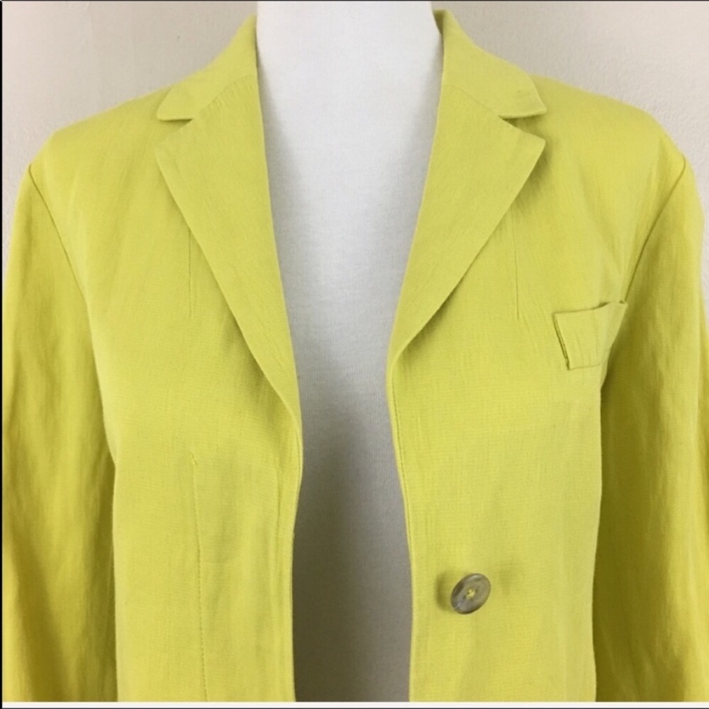Vince Hidden Button Blazer In Citrus - Picture 4 of 8